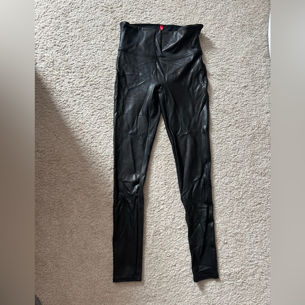 Faux leather spanx leggings. NWOT. Only tried on, never worn! Size small petite